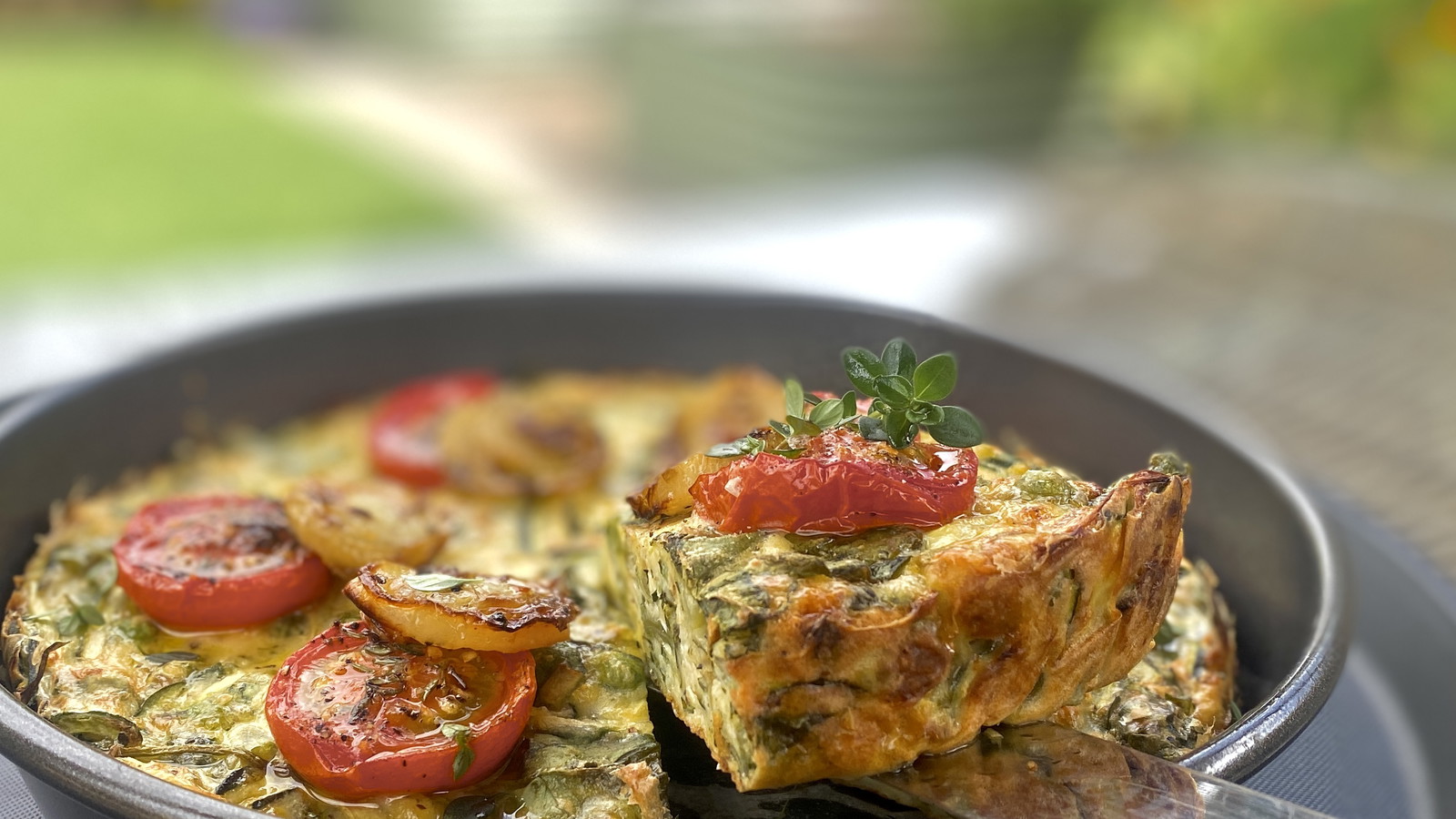 Image of Roasted Tomato, Zucchini & Cheddar Slice