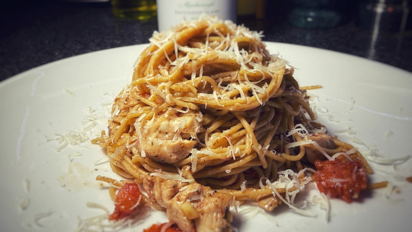 Image of Pan-Seared Chicken with Whole Wheat Thin Spaghetti
