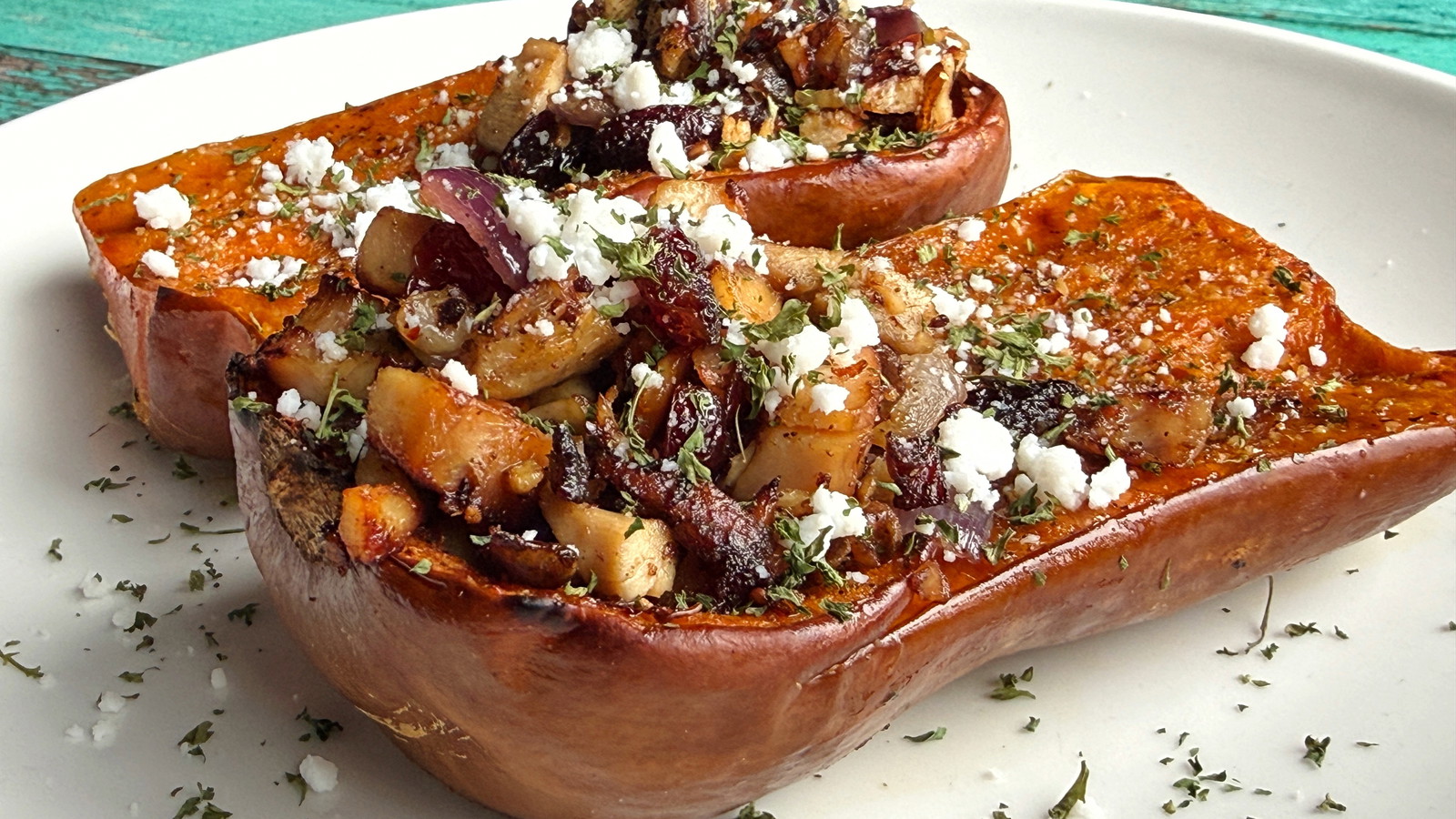 Image of Leftover Turkey Hash Stuffed Roasted Honeynut Squash