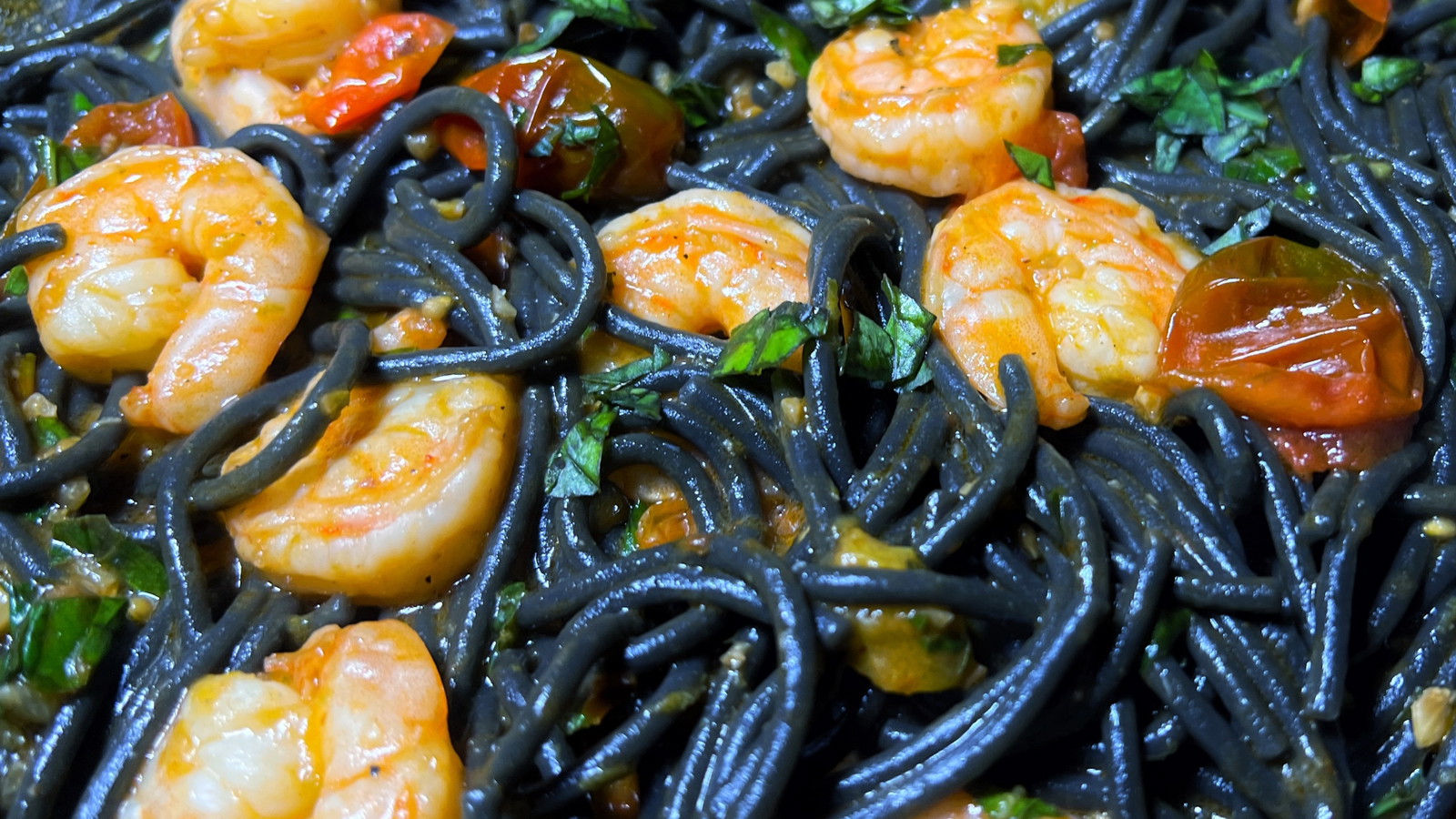 Image of Black Spaghetti Pasta & Shrimp