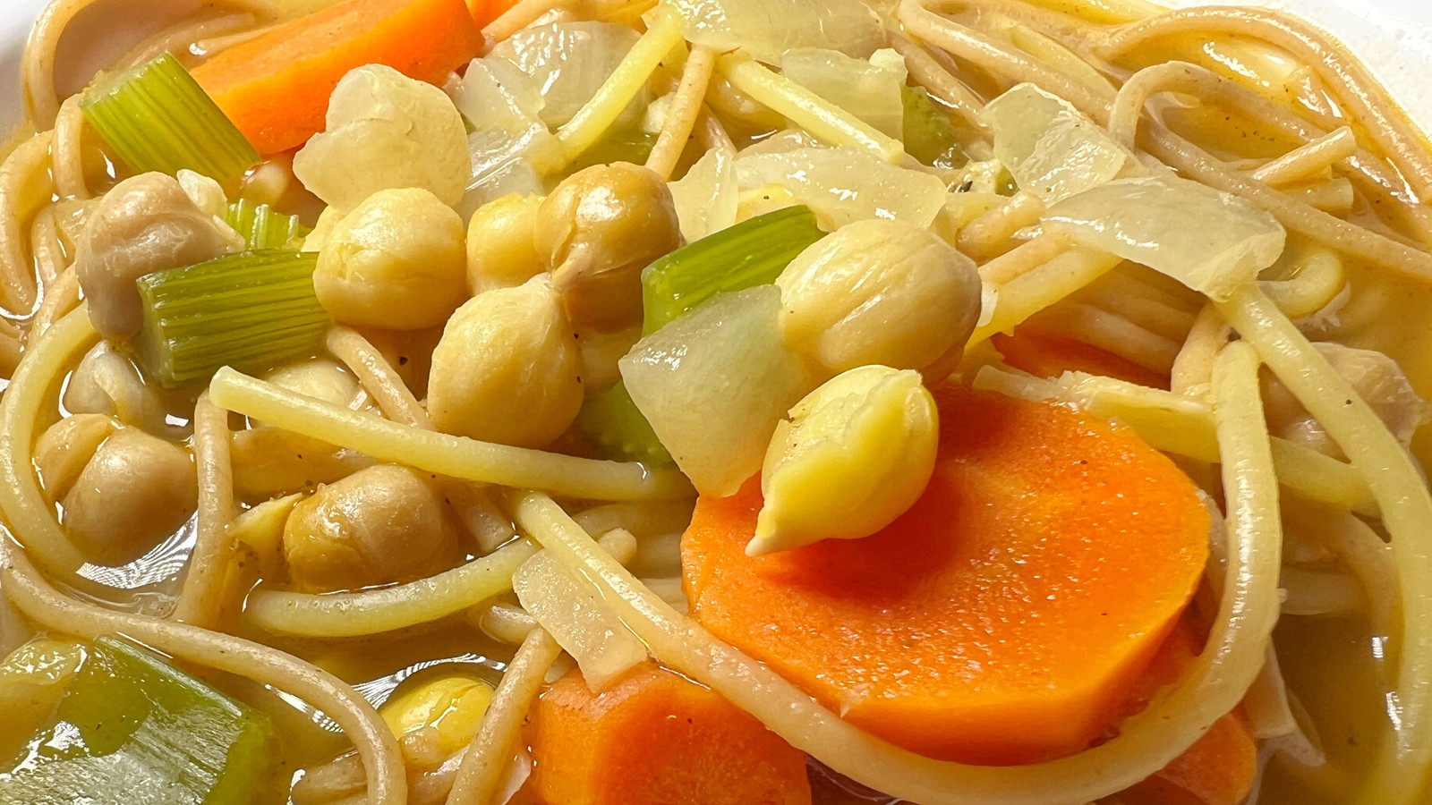 Image of Noodle, Veggie and Chickpea Soup