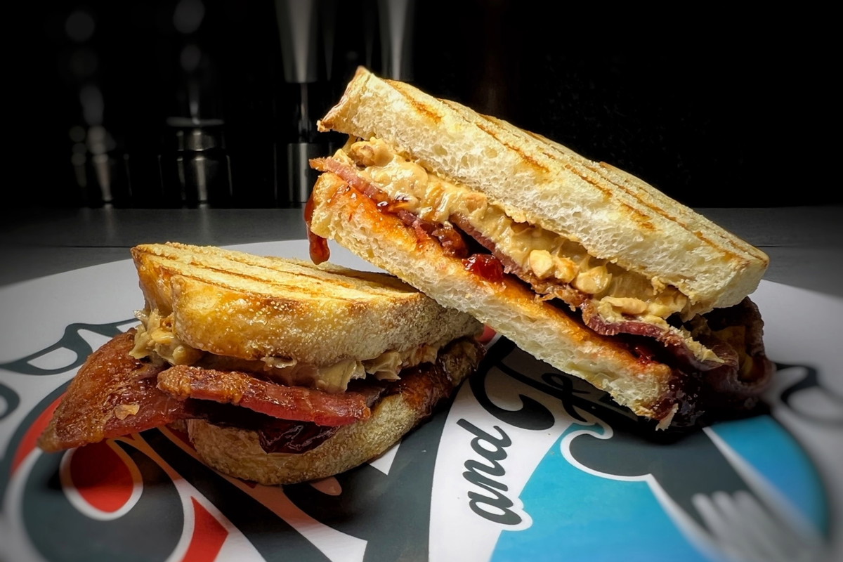 Toasted Peanut Butter & Jelly and Bacon Sandwich
