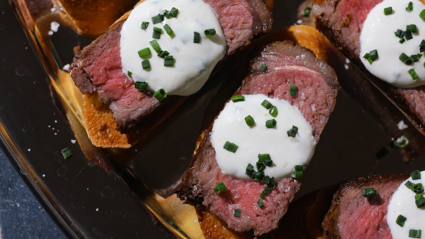 Image of Horseradish Chive Steak Crostini
