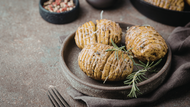 Image of Hasselback Potatoes with Garlic Herb & Truffle Butter