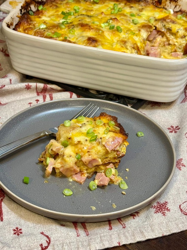 Image of Ham and Cheese Croissant Casserole