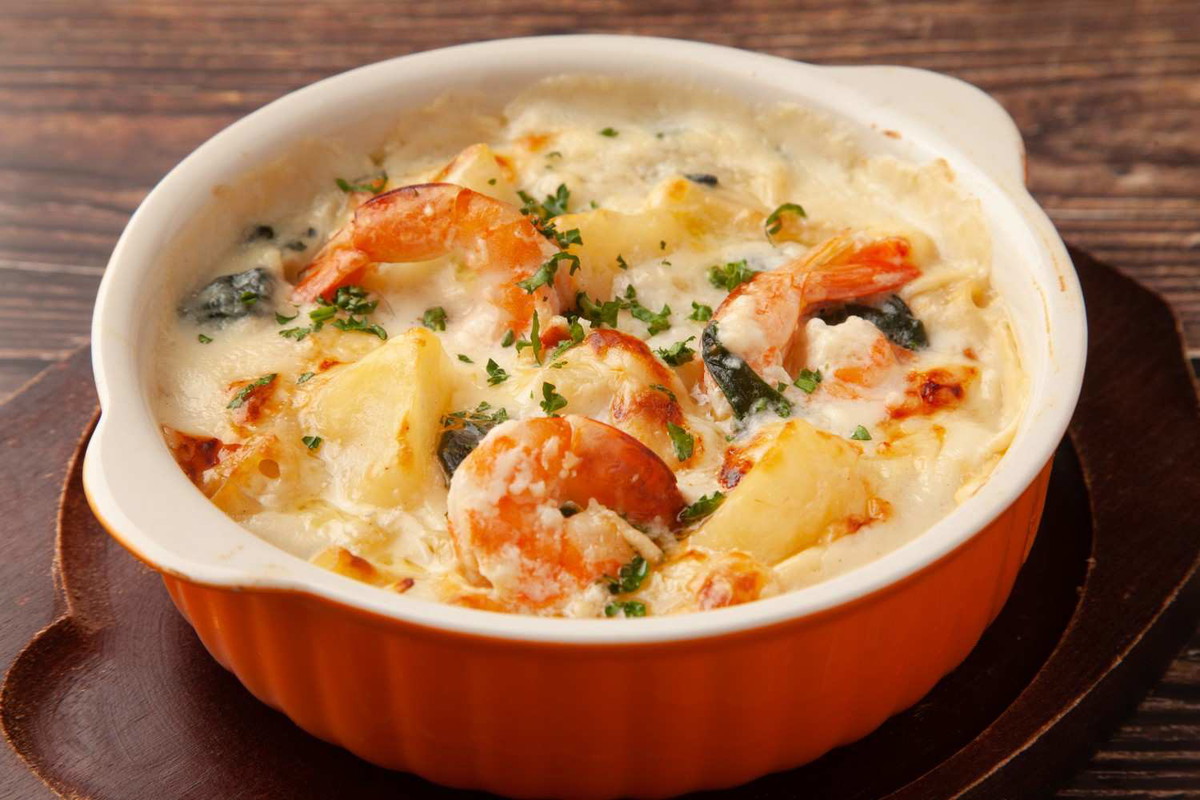 Seafood Macaroni Gratin