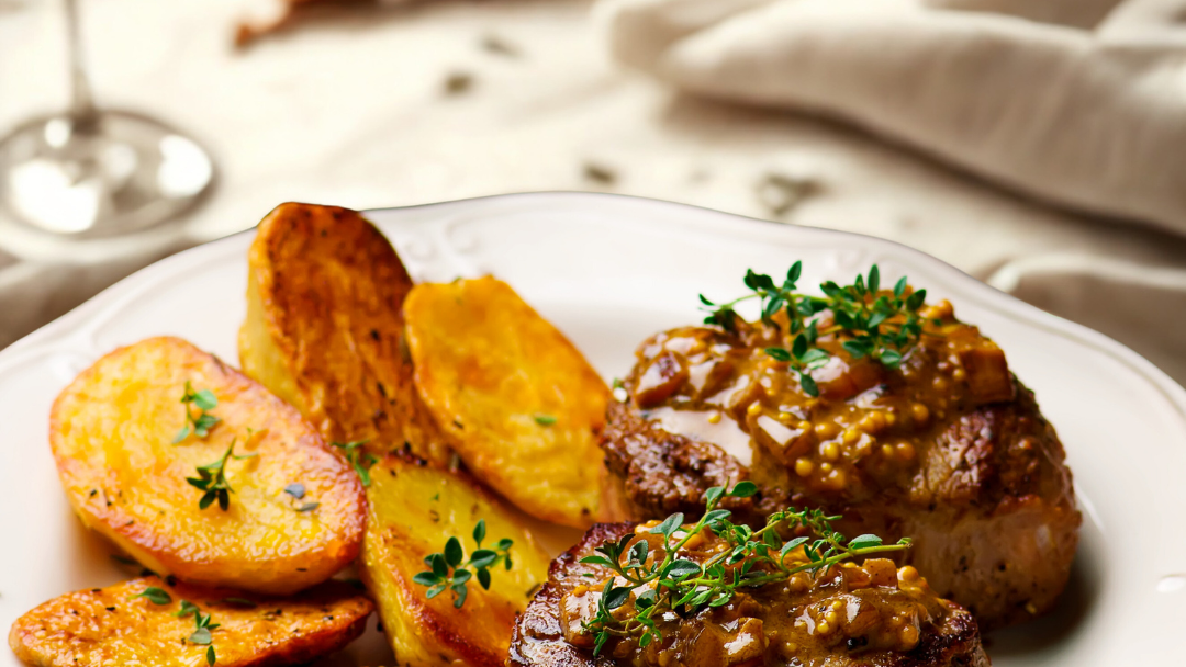 Image of New Year’s Eve Filet Mignon with Crispy Golden Potato Wedges