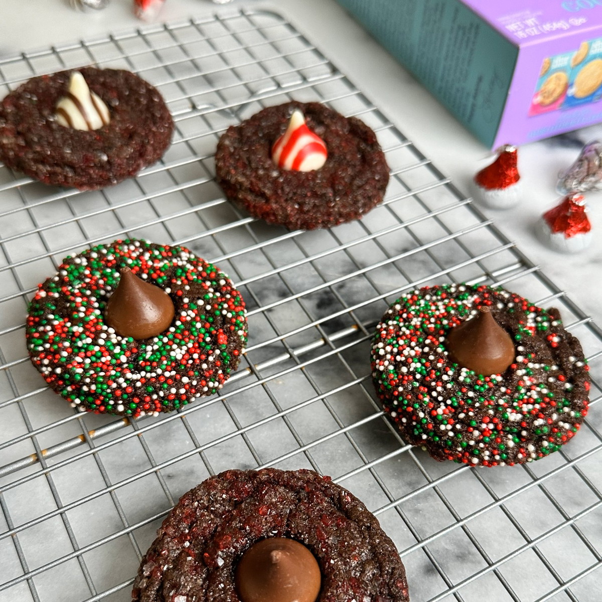Festive Holiday Blossom Cookies with Hershey’s Kisses