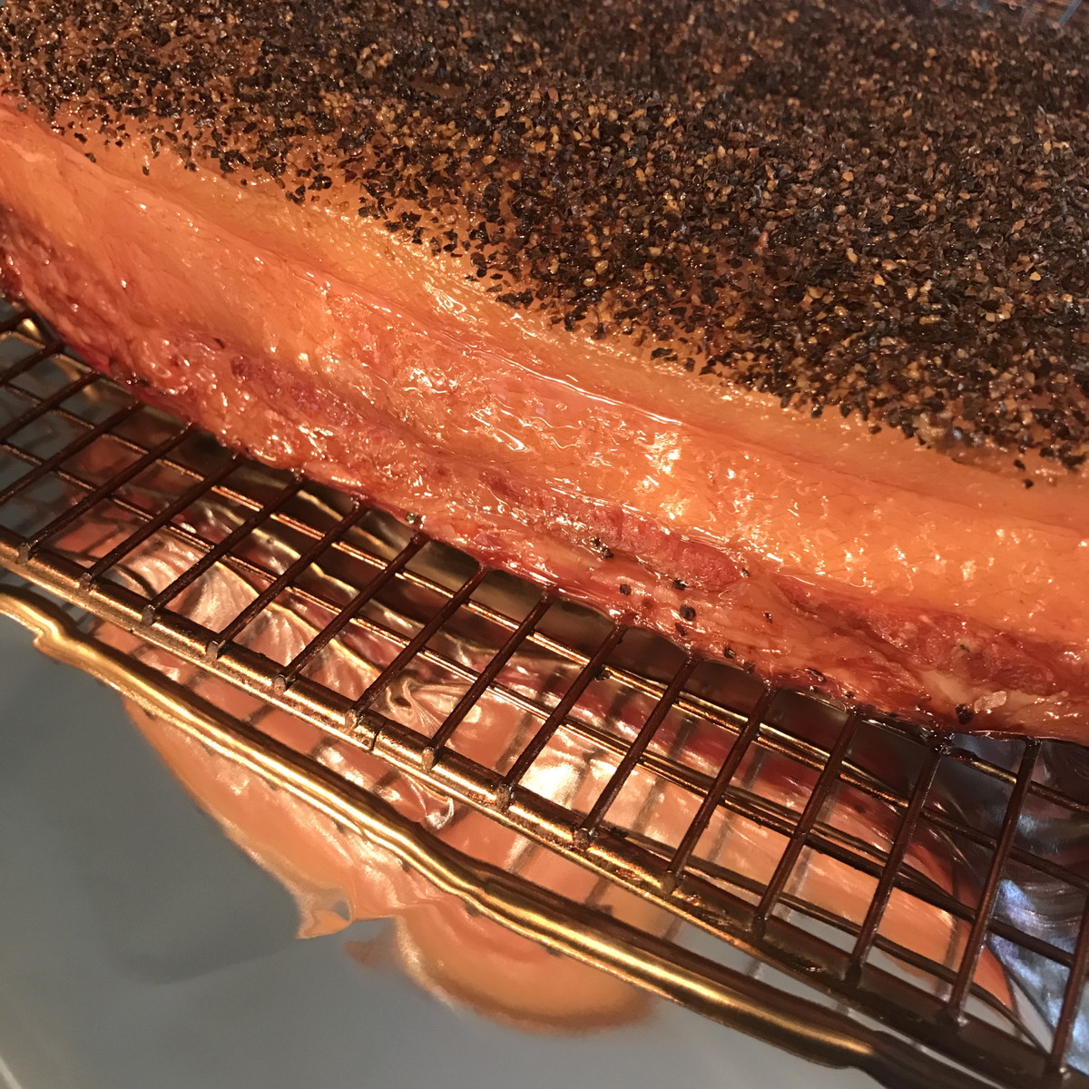 Bacon — 8-Day Cure, “Three Salts,” Maple-Apple Smoke