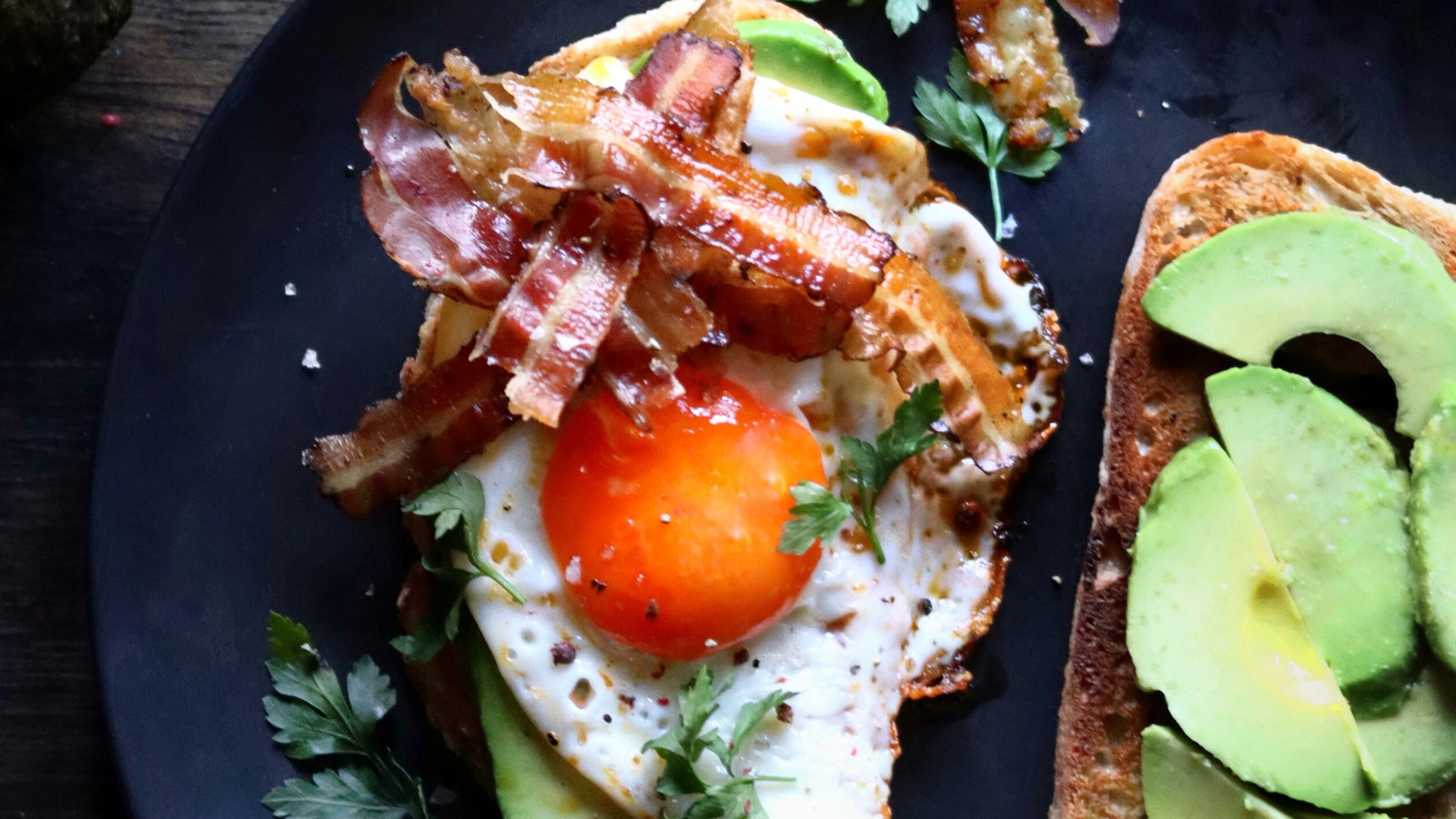 Image of Crispy Pork Belly, Fried Egg and Avocado on Sourdough Toast