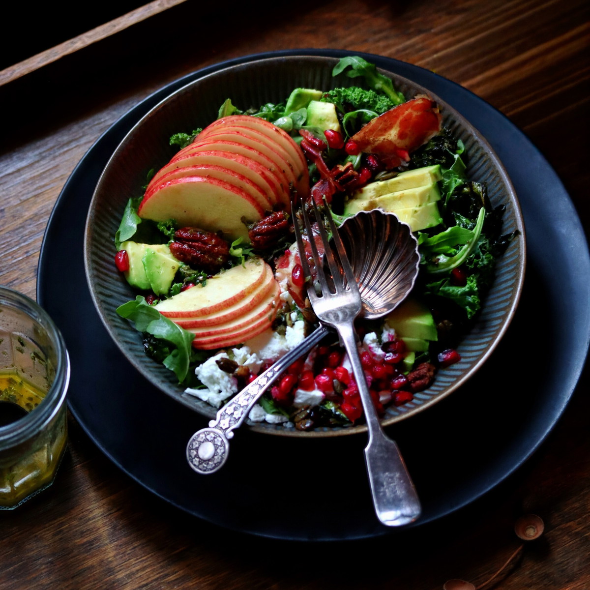Crispy Picnic Ham, Kale & Apple Salad with Apple Vinaigrette