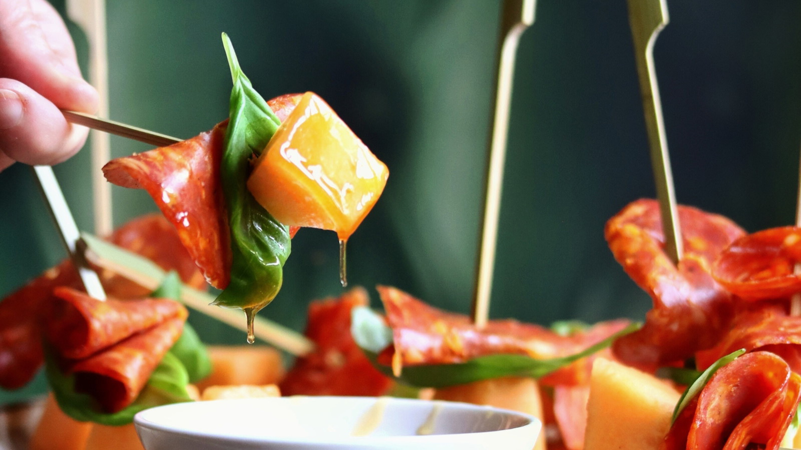 Image of Salami and Melon Hors D’oeuvres with Basil & Honey