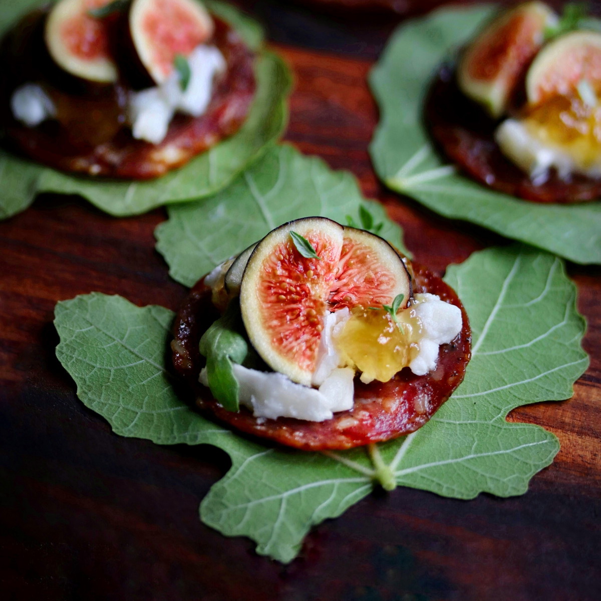 Zaatar Salami, Fig & Honey Canapés