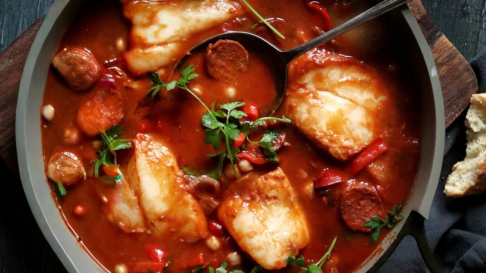 Image of Chorizo Fish Stew with a Greek Twist
