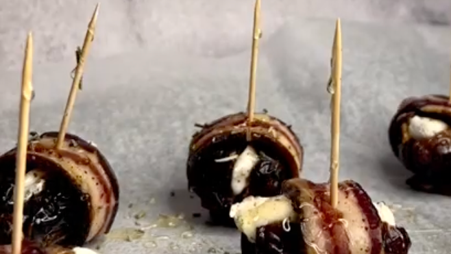 Image of Pork Belly Thins with Dates, Soft Cheese, Honey & Thyme