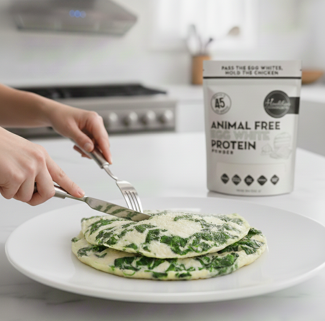 vegan egg white omelette with spinach using vegan egg white protein powder