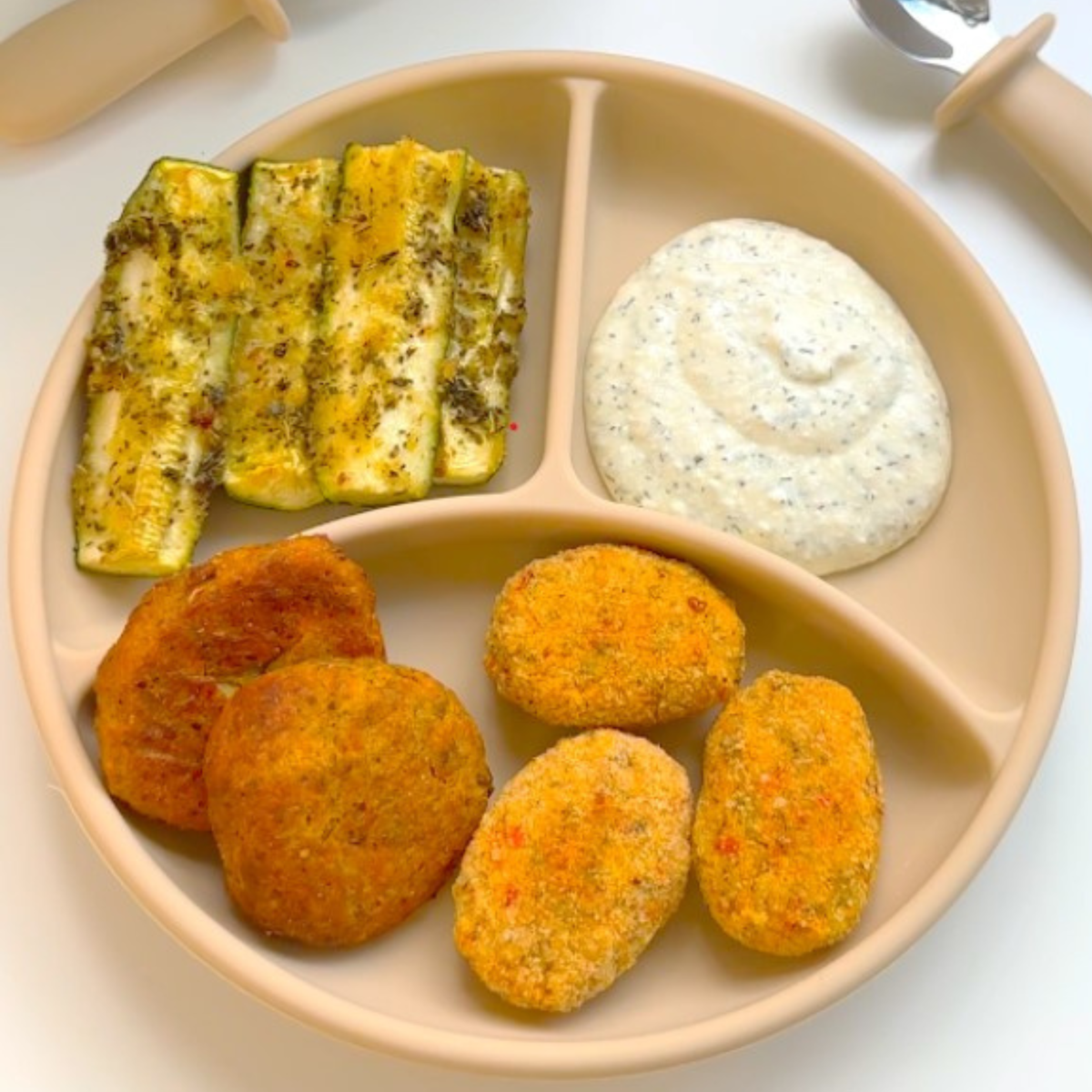 Chicken Nuggies & Salmon Lentil Patties - Build a Plate Edition