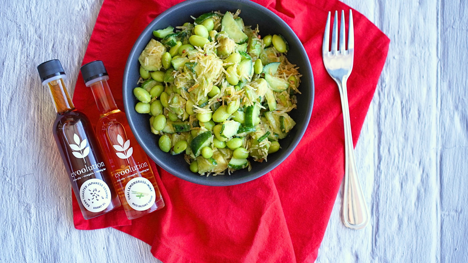 Image of Crispy Rice Salad with Sesame Oil and Thai Lemongrass Mint Balsamic