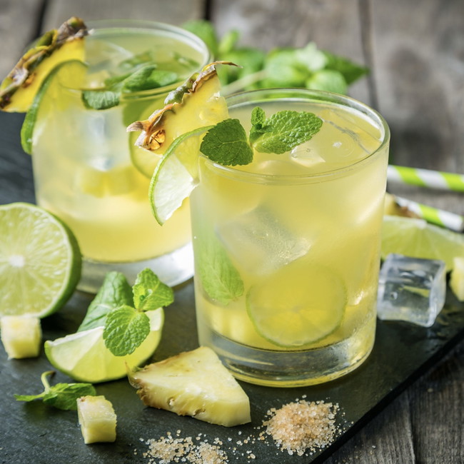 Image of pineapple + mint + lime cooler