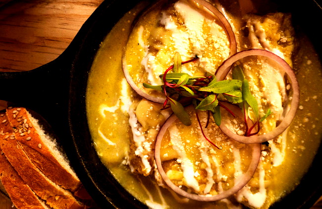 Image of Baked Enchiladas Verdes with Jalapeño-Infused Sour Cream