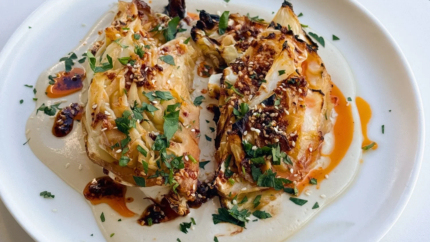 Image of Miso Roasted Cabbage with Tahini Dressing