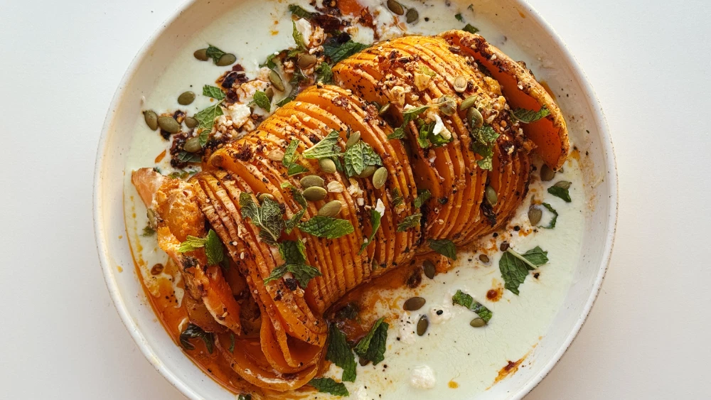Image of Hasselback Roast Pumpkin with Chilli Crisp