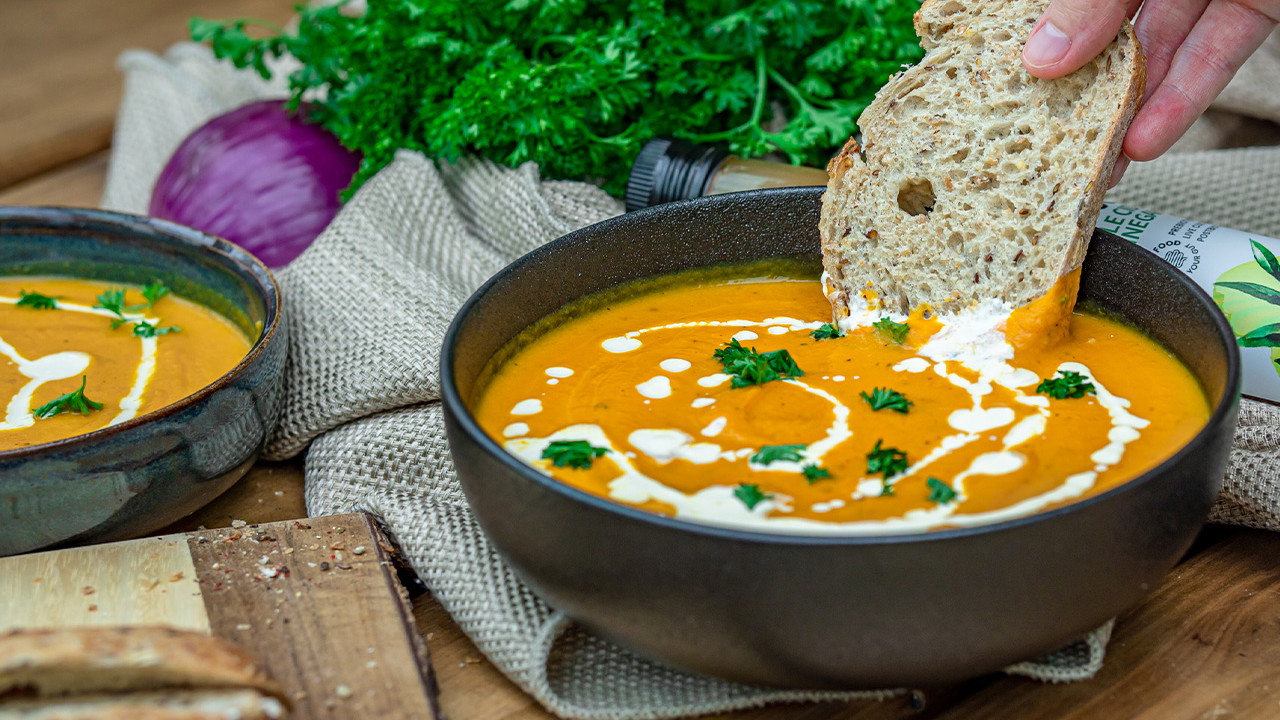 Image of Vegan Butternut Soup with Apple Cider Vinegar Recipe