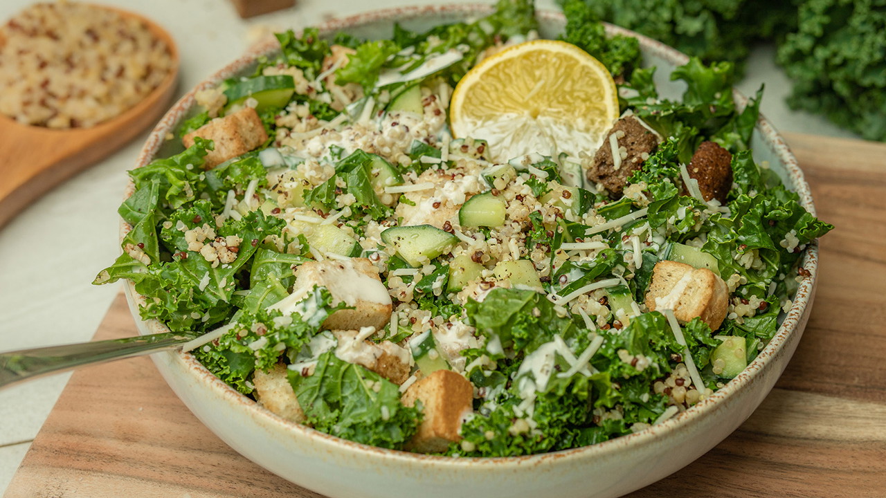Image of Kale and Quinoa Caesar Salad Recipe