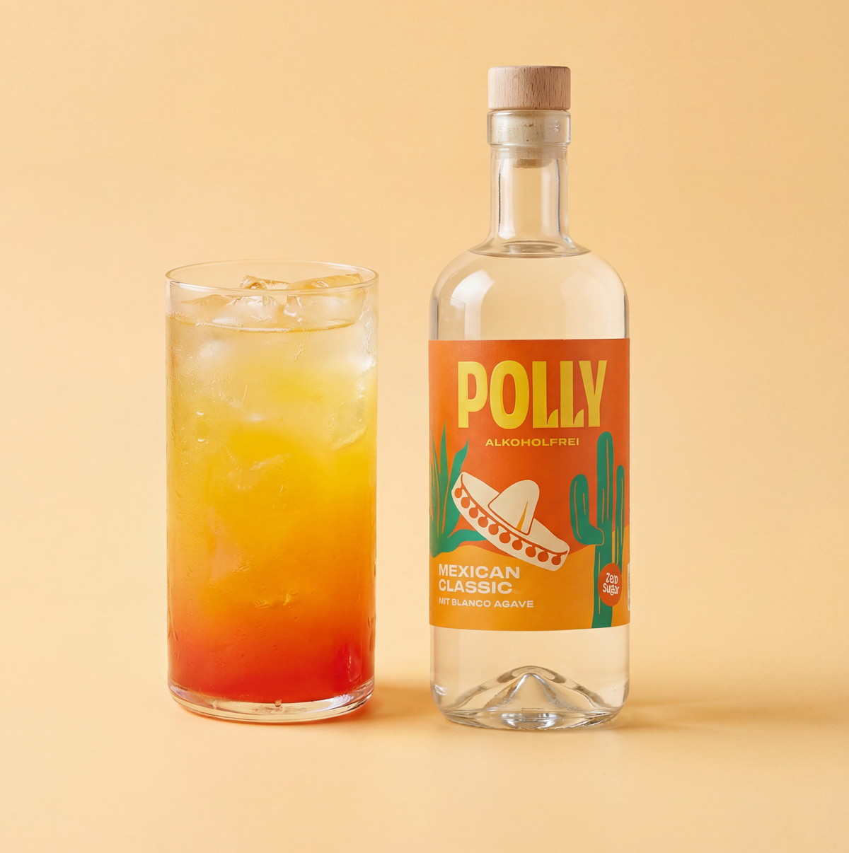 Alkoholfreier POLLY Sunrise inspiriert vom beliebten Tequila Sunrise 
