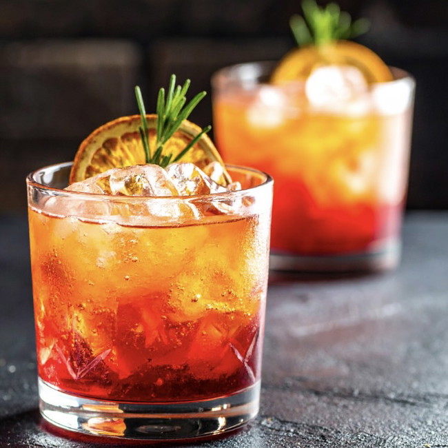 Image of blood orange + rosemary spritz
