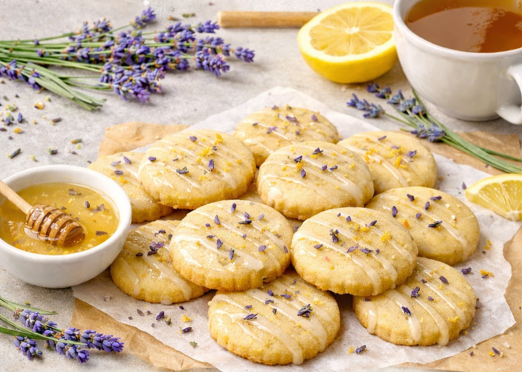 Lavender Honey Lemon Shortbread Cookies