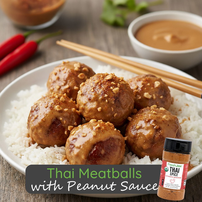 Image of Thai Meatballs with Peanut Sauce