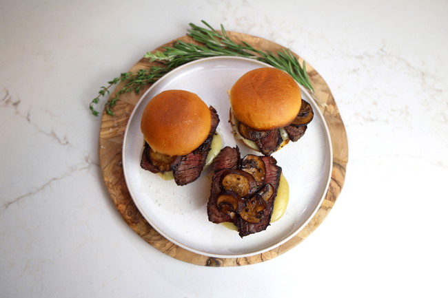 Image of Garlic Butter Sirloin Sliders with Sautéed Mushrooms