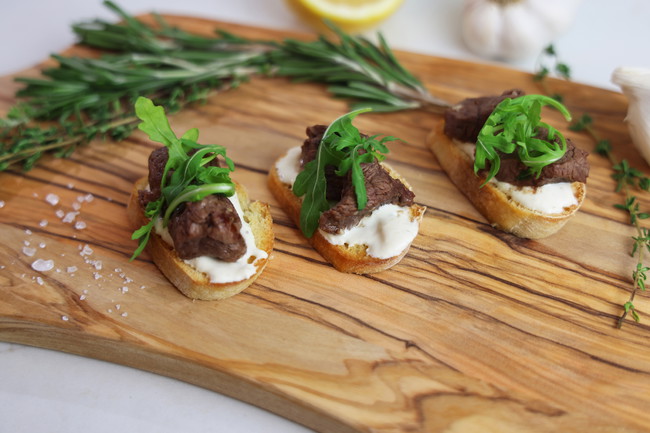 Image of Tenderloin Tip Crostini with Horseradish Cream