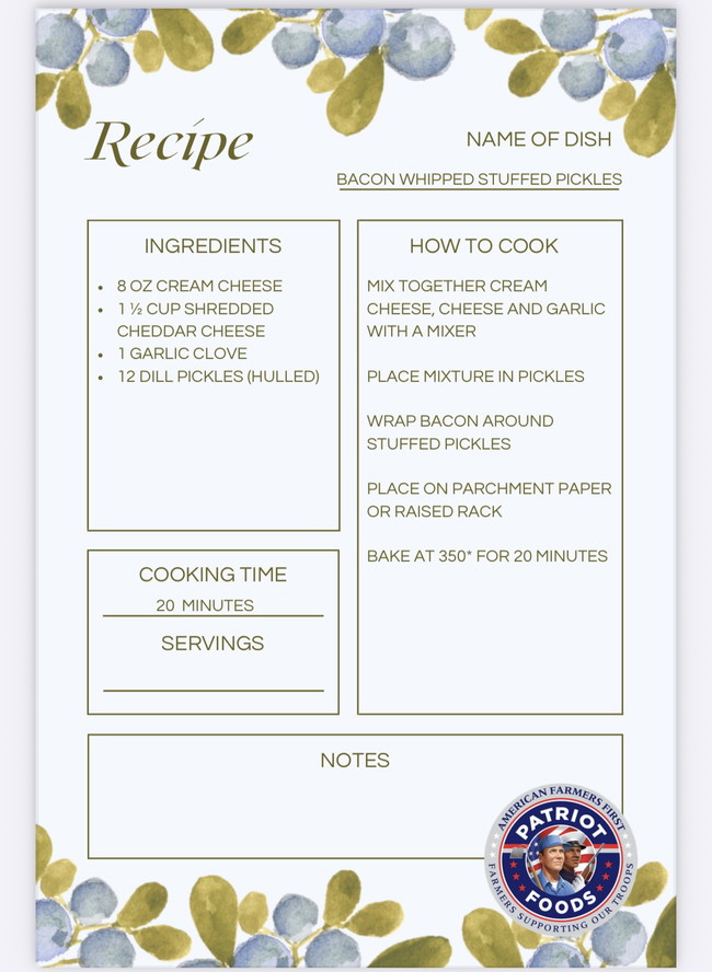 Image of Bacon Whipped Stuffed Pickles