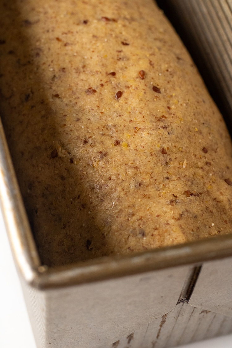 Image of Put into loaf pan. Let rise for another hour.