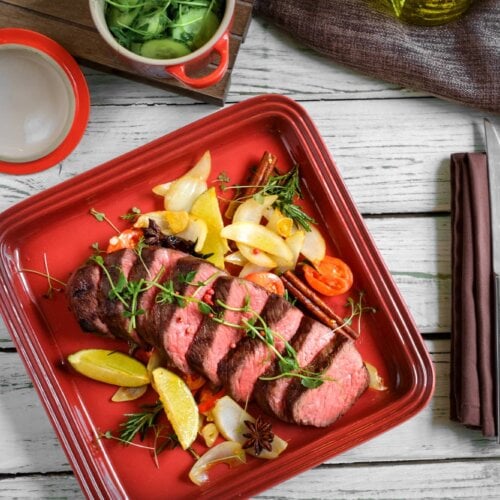 Image of Sheet Pan Sirloin Steak with Herb Veggies Recipe