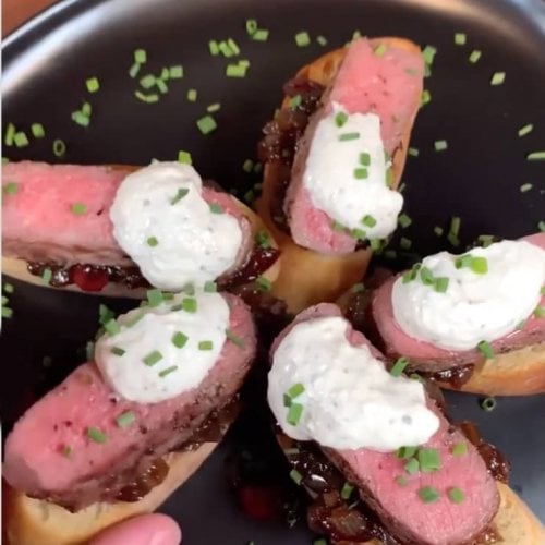 Image of Steak Crostini with a Cranberry Onion Jam