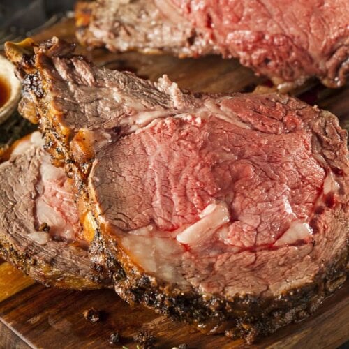 Image of Slow-cooked prime rib with a red wine sauce