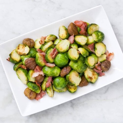 Image of Brussels Sprouts with Chestnuts and Bacon