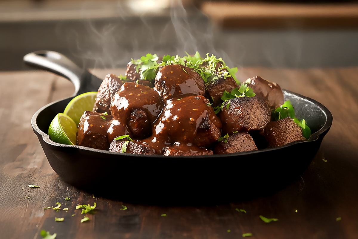 Serpenyős steak falatok Black Garlic Árbol vajjal