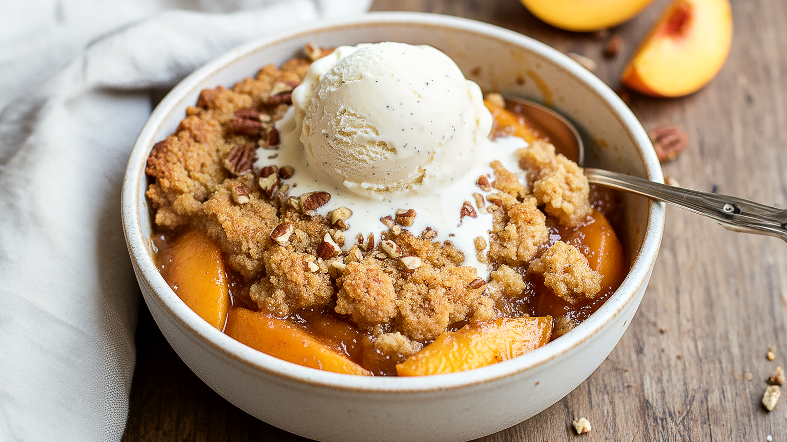 Rustikaler Peach Pecan Cobbler