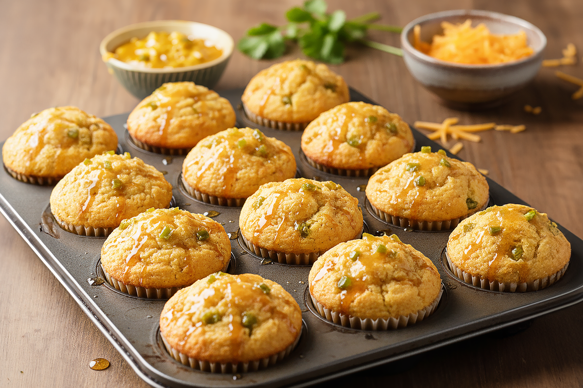 Mézes jalapeño kukoricakenyér muffinok