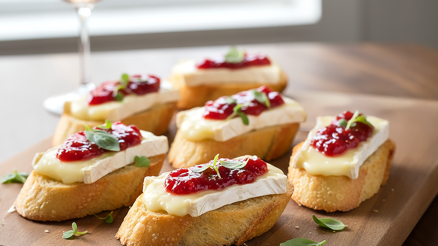 Grilled Brie & Strawberry Jam Crostini