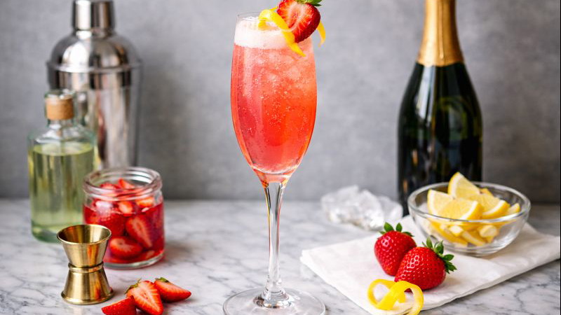 Image of Strawberry Hard Lemonade French 75 Riff