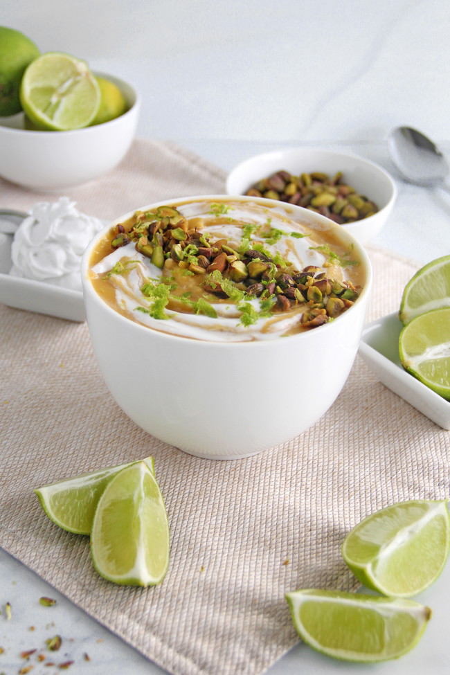 Image of Coconut Lime Hojicha Butternut Squash Soup (Vegan and Cozy)