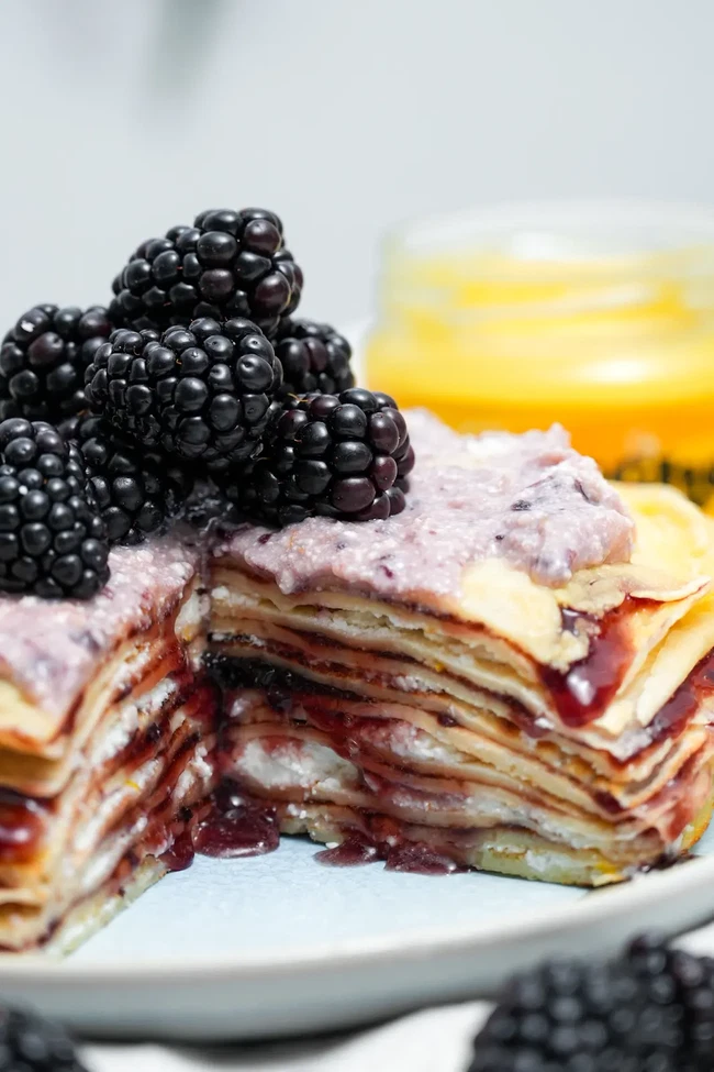 Image of Blackberry & Ricotta Layered Crepe Cake