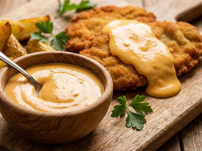 Image of Schnitzel mit Schriratscha-Hollandaise