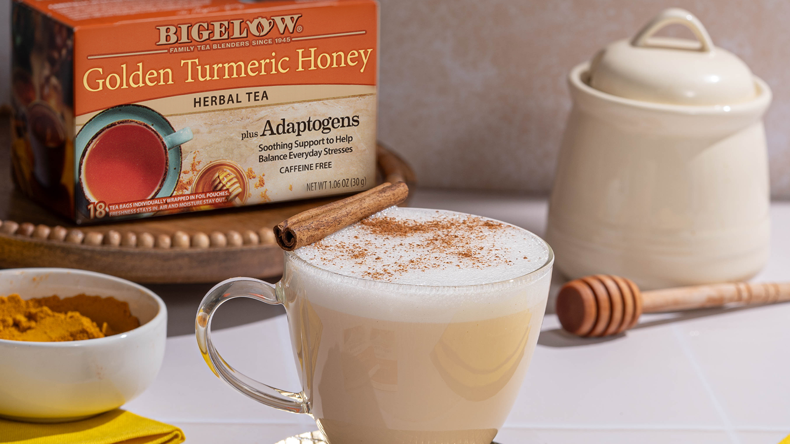 Image of Golden Turmeric Honey Latte with Honey Cinnamon Syrup