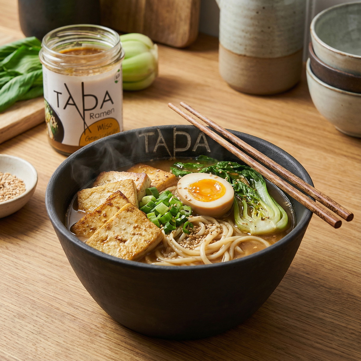 Vegetarische High Protein Miso Ramen mit Tofu & Ei